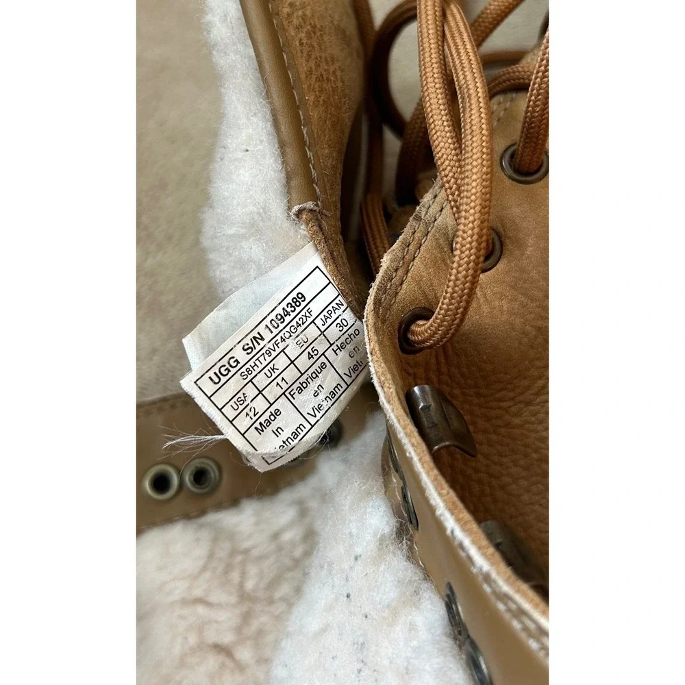 UGG Mens 12 Hannen TL Work Winter Boots Desert Sand Waterproof Sheepskin Lining